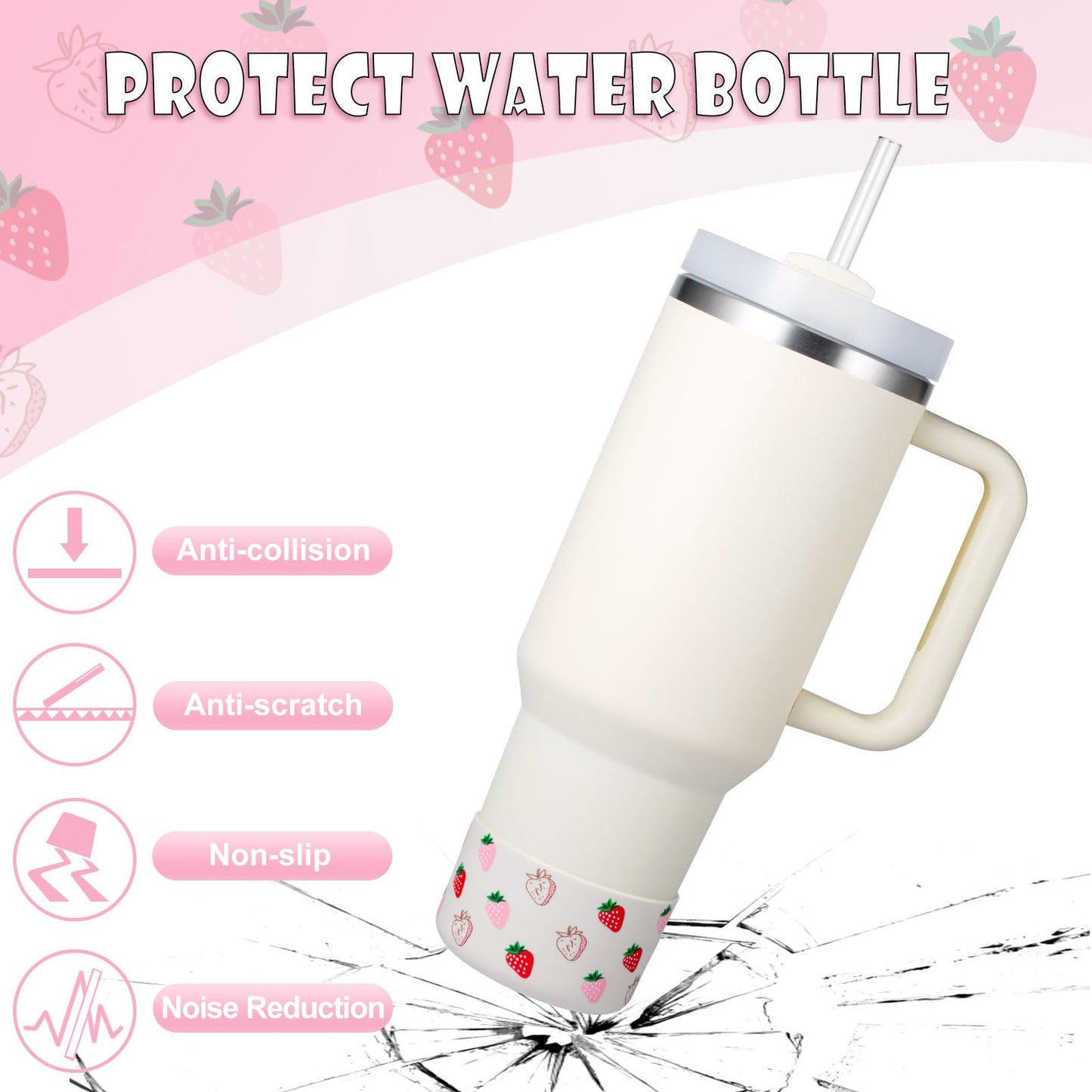 Onlymory Silicone Boots for Stanley Cup 40 30 20 OZ, Protective Bottom Boot for Stanley IceFlow 20OZ 30OZ, Sleeve Cover Protector for Hydroflask 12-24 oz Sports Water Bottle Stanley Cup Accessories