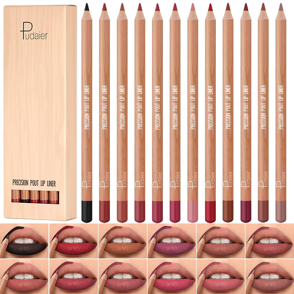 12 Pcs Pink Nude Brown Lip Liner Makeup Set - Waterproof & Smudge-Proof Matte Pencil Lip Liner Pack, Long-Lasting & Durable, Smooth & Easy Glide, Non-Smudge, Contouring, Filling & Layering (Set B)