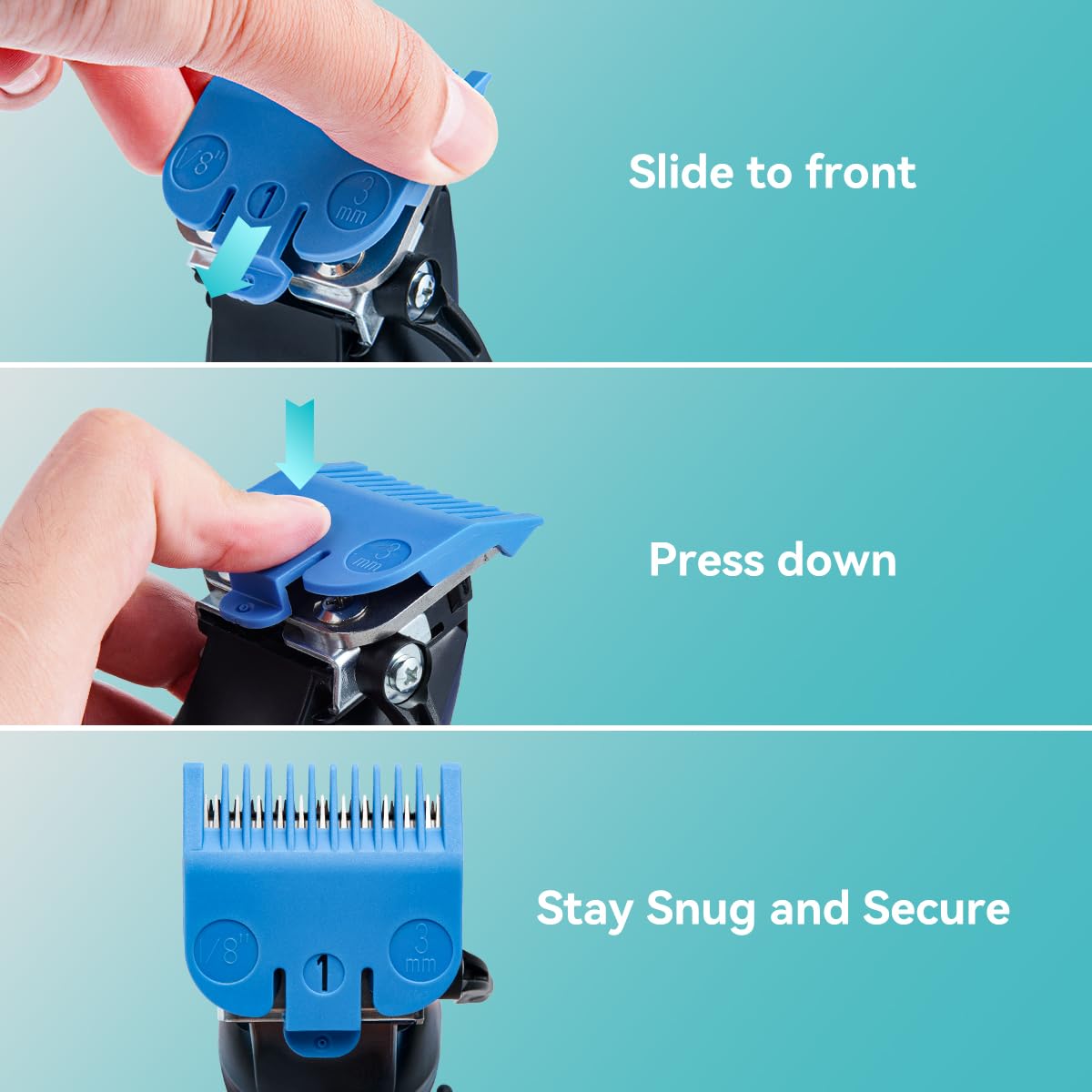 10 Professional Hair Clipper Guards Cutting Guides Fits for Most Wahl Clippers with Organizer, Color Coded Clipper Combs Replacement - 1/16" to 1"