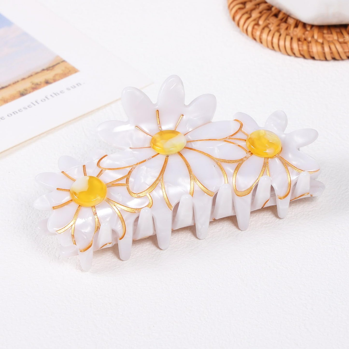 Flower Hair Claw Clip, 3.5 Inch Strong Hold Hair Clip for Thick Hair, Fashion Spring Hair Styling Accessories for Women Girls