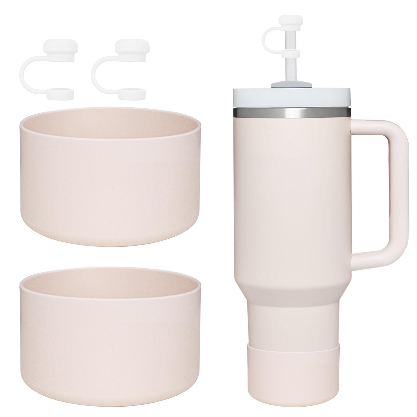 HEYSKAY 2pcs Protective Flask Silicone Boot Base for Stanley Quencher Adventure 40oz & Stanley IceFlow 20oz 30oz Tumbler, and Compatible with 12-24oz Hydro Sport Water Bottles,Yeti and More