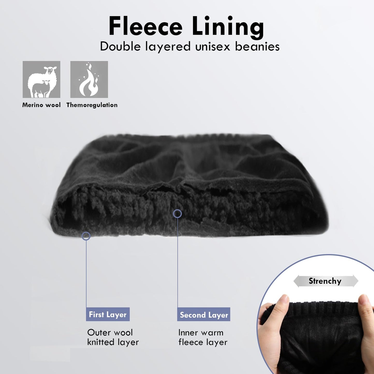 MAGISDU Beanie Winter Hats for Women Men Merino Wool Unisex Short Skull Cap Double Layer Fleece Lined Knit Fisherman Beanie Scarlet