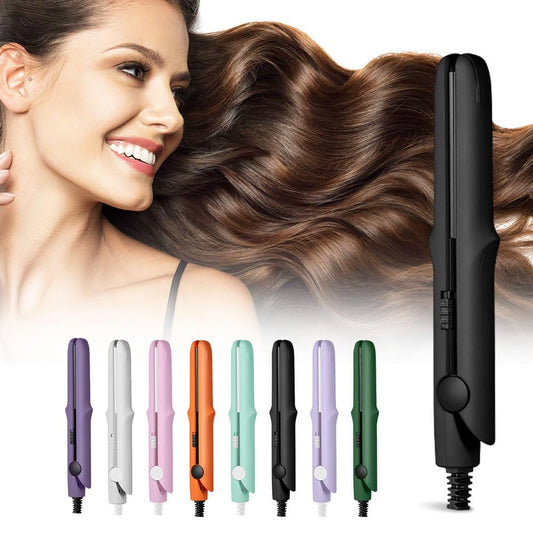 2025 New Mini Dual Purpose Curling Iron, 2 in 1 Mini Curling Wand & Flat Iron Hair Straightener, Portable Travel Curling Wand for Women Short Hair, Hair Straightener for All Hair Types (Black)