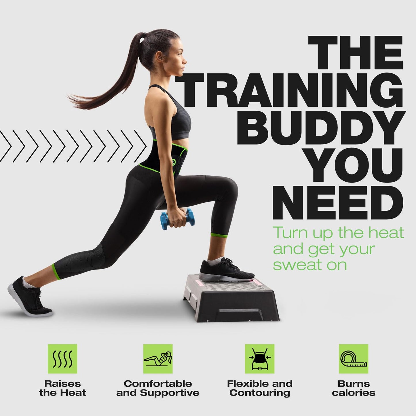 ActiveGear Waist Trainer for Women & Men - Sweat Band Waist Trimmer Belt for a Toned Look - Reinforced Trim and Double Hook & Loop Fasteners (Mint Hem, Medium: 8” x 42”)