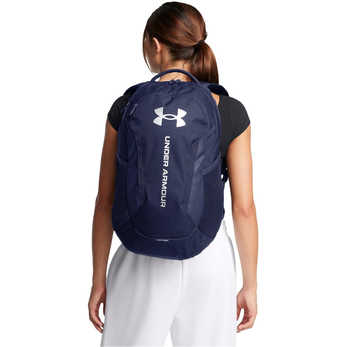 Under Armour Unisex-Adult Hustle 6.0 Backpack, (411) Midnight Navy/Midnight Navy/Metallic Silver, One Size Fits Most