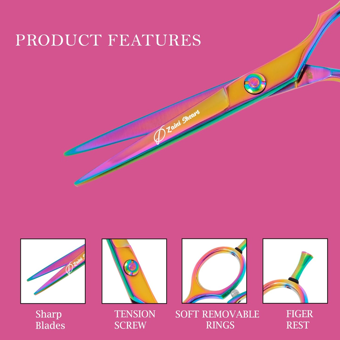 Hair Cutting Scissors Extremely Sharp Right-Hand Razor Edge - 6” Overall Length,Made of 420c Japanese Stainless Steel Salon Scissors Professional Barber Haircut Scissors (multicolour, 6'')