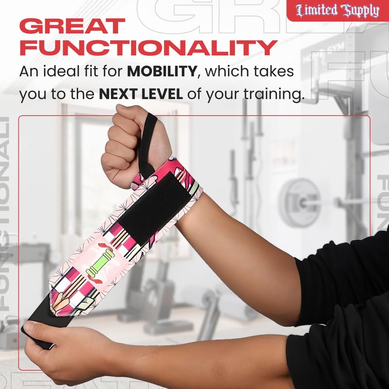 CROWN Anime Wrist Wraps 3 Pairs Bundle - 24" Lifting Straps for Men and Women - Gym Accessories Support Weightlifting, Powerlifting, Strength Training, Workout (Trinity A)