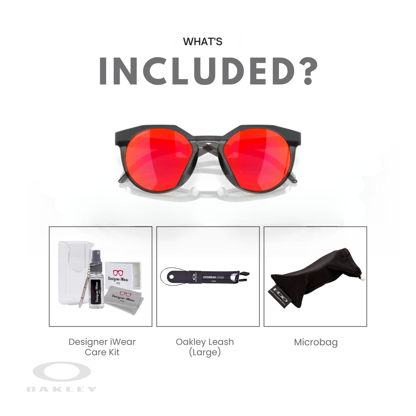 Oakley oo9242 924202 52mm matte carbon/prizm ruby round sunglasses for men + Bundle with designer iwear complimentary eyewear kit