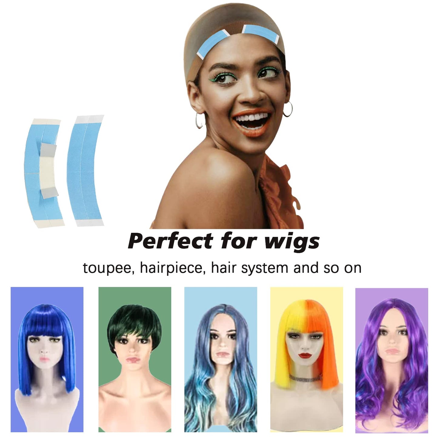 36pc Wig Tape Double Sided Waterproof Kinky Lace Wig Adhesive Tape for Toupee Hairpiece Extension with Hair Wax Edge Control Wax