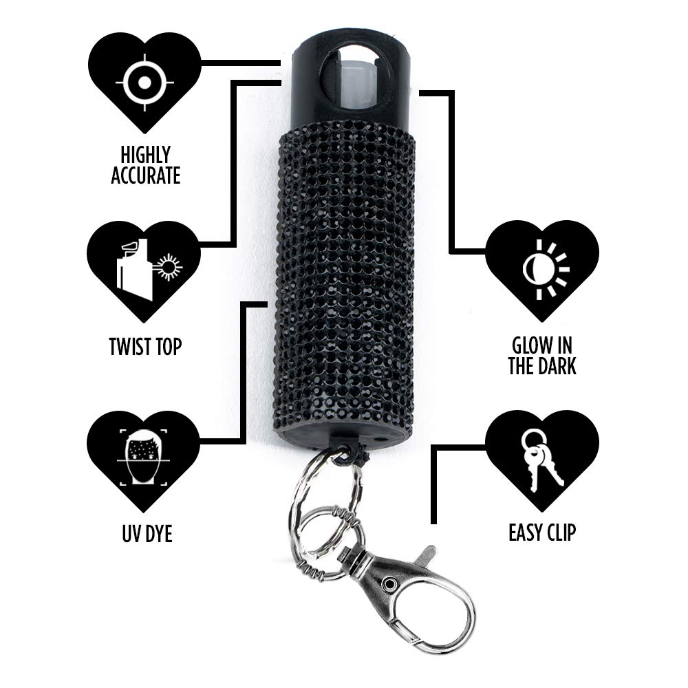 Guard Dog Security Bling it On Pepper Spray, Keychain with Safety Twist Top, Mini and Easy Carry, Lightweight and Fashionable, Maximum Police Strength OC Spray, 16 Feet Range, 0.5 fl oz