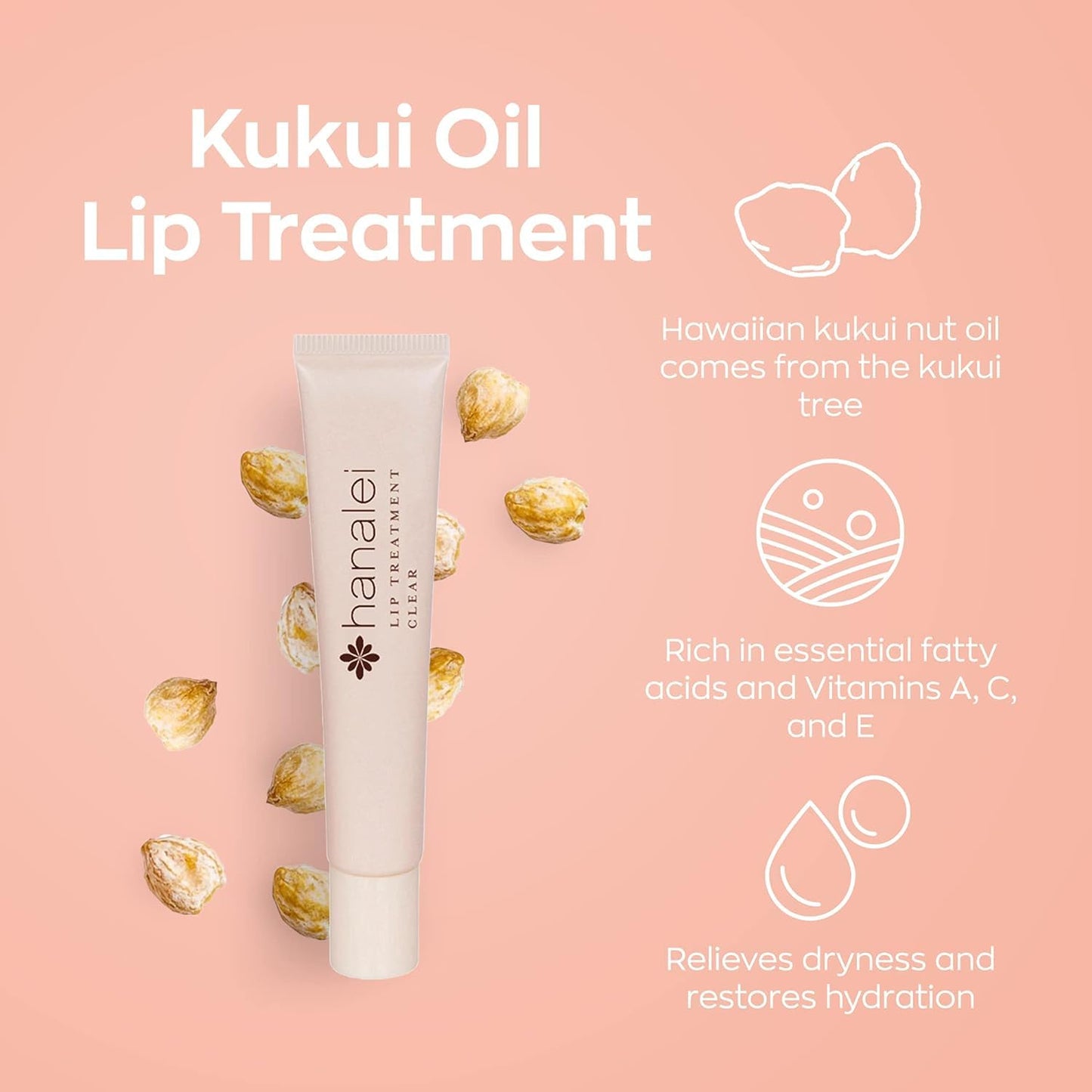 Hanalei Lip Care Products Set Duo – Sugar Lip Scrub & Kukui Oil Lip Treatment for Dry, Cracked, Chapped Lips – Exfoliate, Hydrate & Moisturize for Soft, Smooth Lips – Natural and Cruelty-free