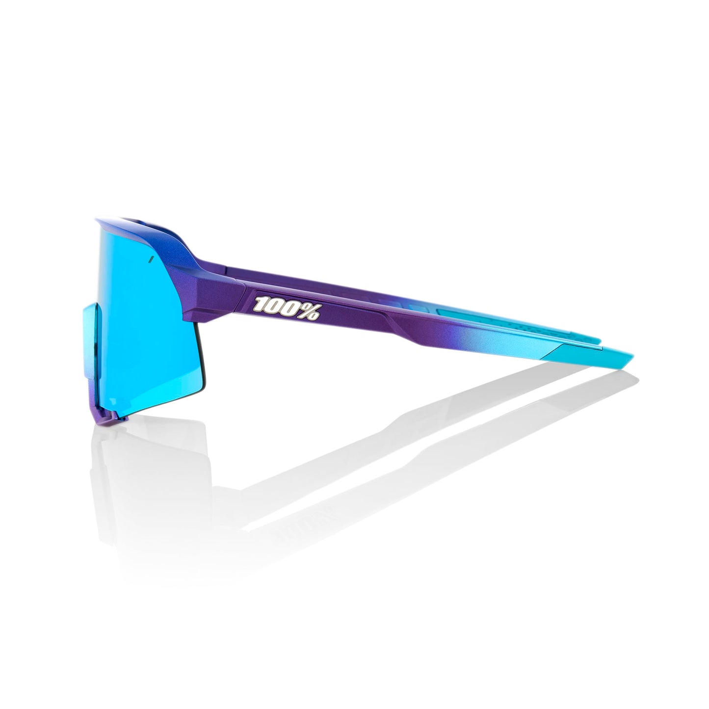 100% S3 Sport Performance Cycling Sunglasses (MATTE METALLIC INTO THE FADE - Blue Topaz Multilayer Mirror Lens)