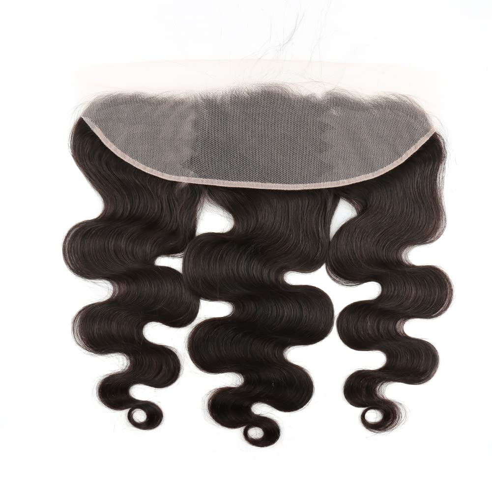 Greatremy 13x4 Body Wave Human Hair Lace Frontal, Free Part Natural Hairline with Baby Hair, 130% Density Full Cuticle Aligned Wavy Hair Fronal (10 inch)