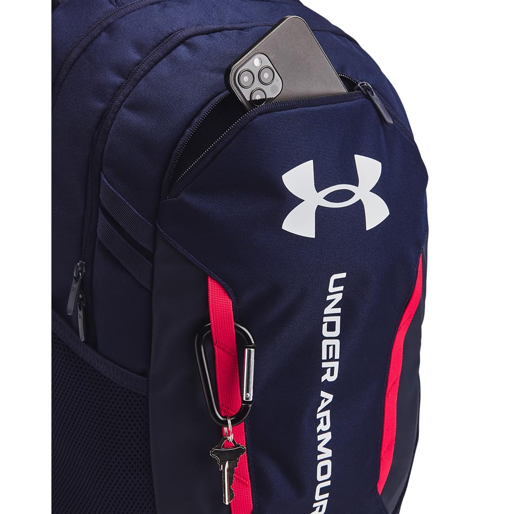 Under Armour Unisex-Adult Hustle 6.0 Backpack, (412) Midnight Navy/Midnight Navy/White, One Size Fits Most