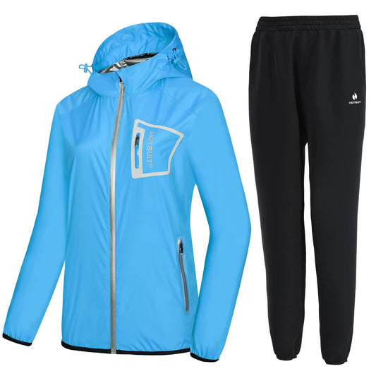 HOTSUIT Sauna Suit Women Durable Boxing Sweat Suits Gym Workout Exercise Sauna Jacket Pants, Blue, S