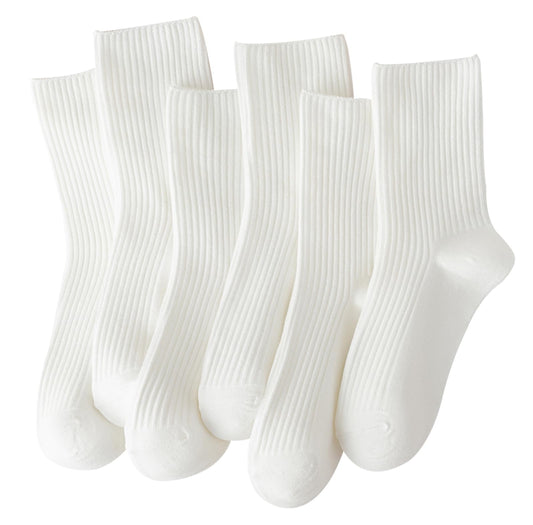 ACCFOD 9-11 White Crew Socks or Modern Socks for Women, Soft Thin Cotton Socks for Women Girls