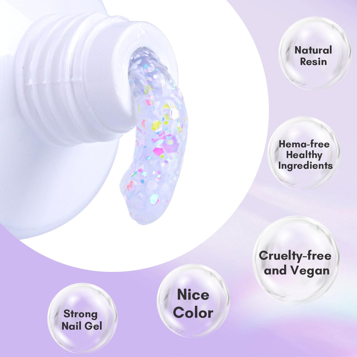 Makartt Poly Nail Gel - Giltter Mixed 50ML Builder for Shiny-Looking, Strengthener 3D Diy Hard Gel Manicures Salon or Home-Lustrous Aurora