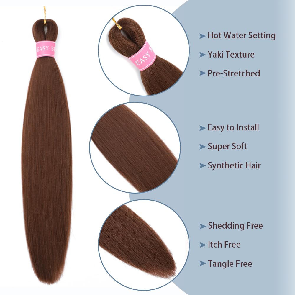 ZERAL Braiding Hair Pre Stretched 30 Inch 8 Packs Braiding Hair Professional Itch Free Yaki Texture Hair Extensions for Braids Synthetic Hair Braiding for Women and Girls (30#)