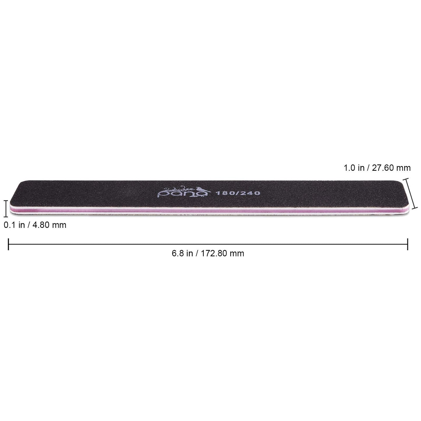 10PCS Jumbo Size PANA Professional Double Sided Nail Files - Black, 180/240 Grit - Emery Board Nail Buffering File Manicure Pedicure Nail Polisher Washable