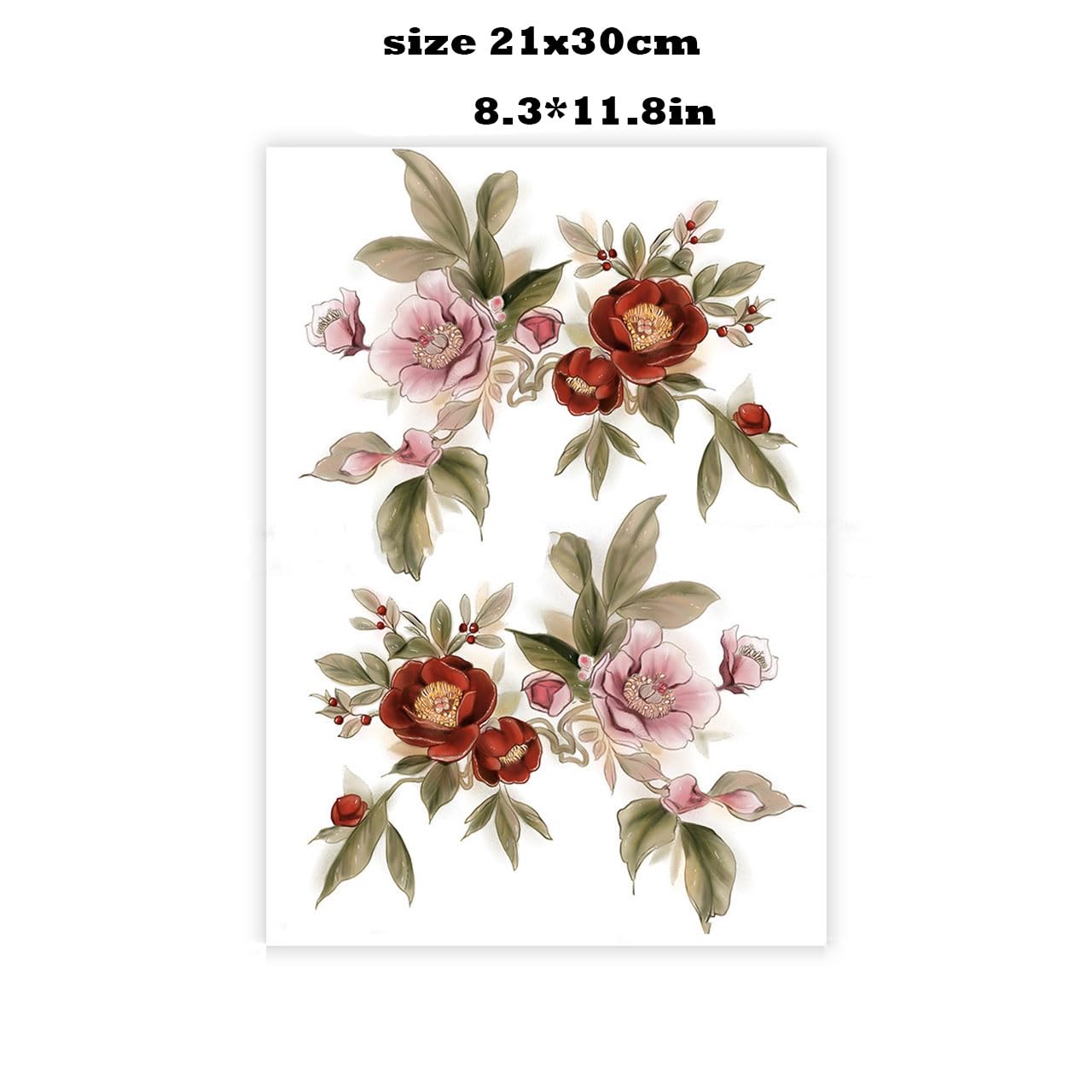 Adult Temporary Flower Tattoos Realistic Neck Long Lasting Temp Fake Tattoo (Temporary Tattoos Sticker 36)