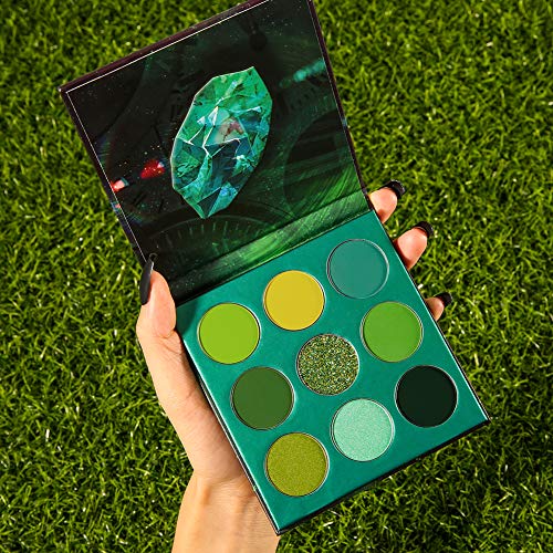 docolor Eyeshadow Palette 9 Colors Green Eyeshadow Gemstone Shadow Palette Highly Pigmented Mattes Shimmers Naked Smokey Glitter Cream Colorful PowderLong Lasting Waterproof Makeup Palette