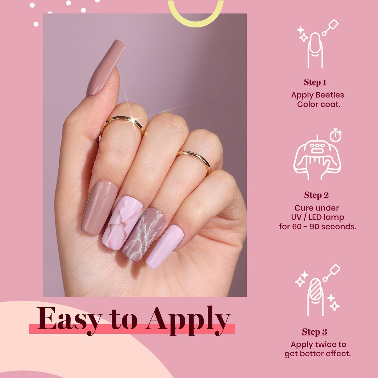 Beetles Gel Nail Polish - 6 Colors Lilac Glitter Maroon Purple Red Mauve Gel Polish Set Soak Off Uv LED Nail Art Manicure Salon DIY at Home Gifts for Women