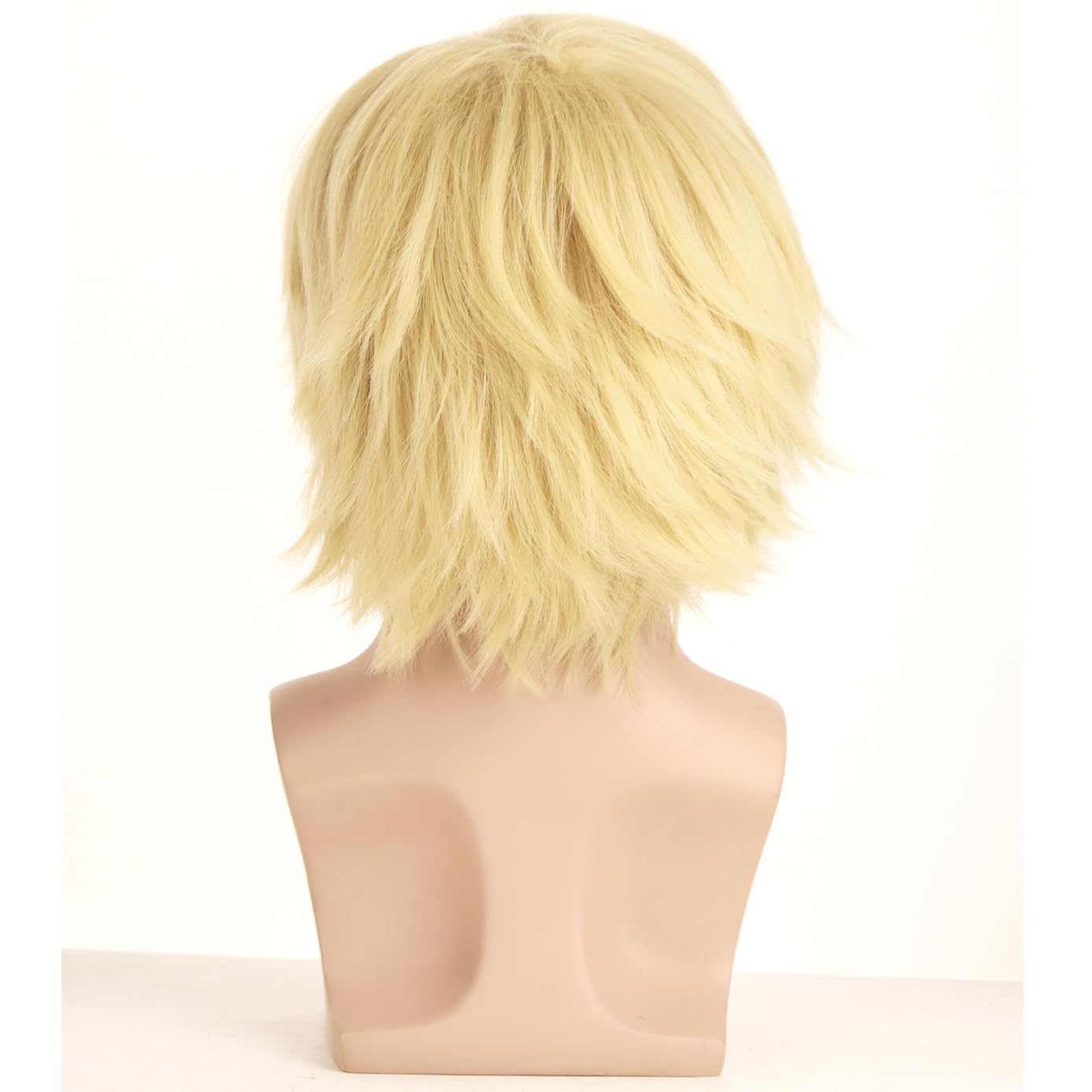 BERON Blonde Men Wigs for Boys with Bangs 12'' Short Synthetic Wig for Halloween Cosplay Party Wigs with Wig Cap