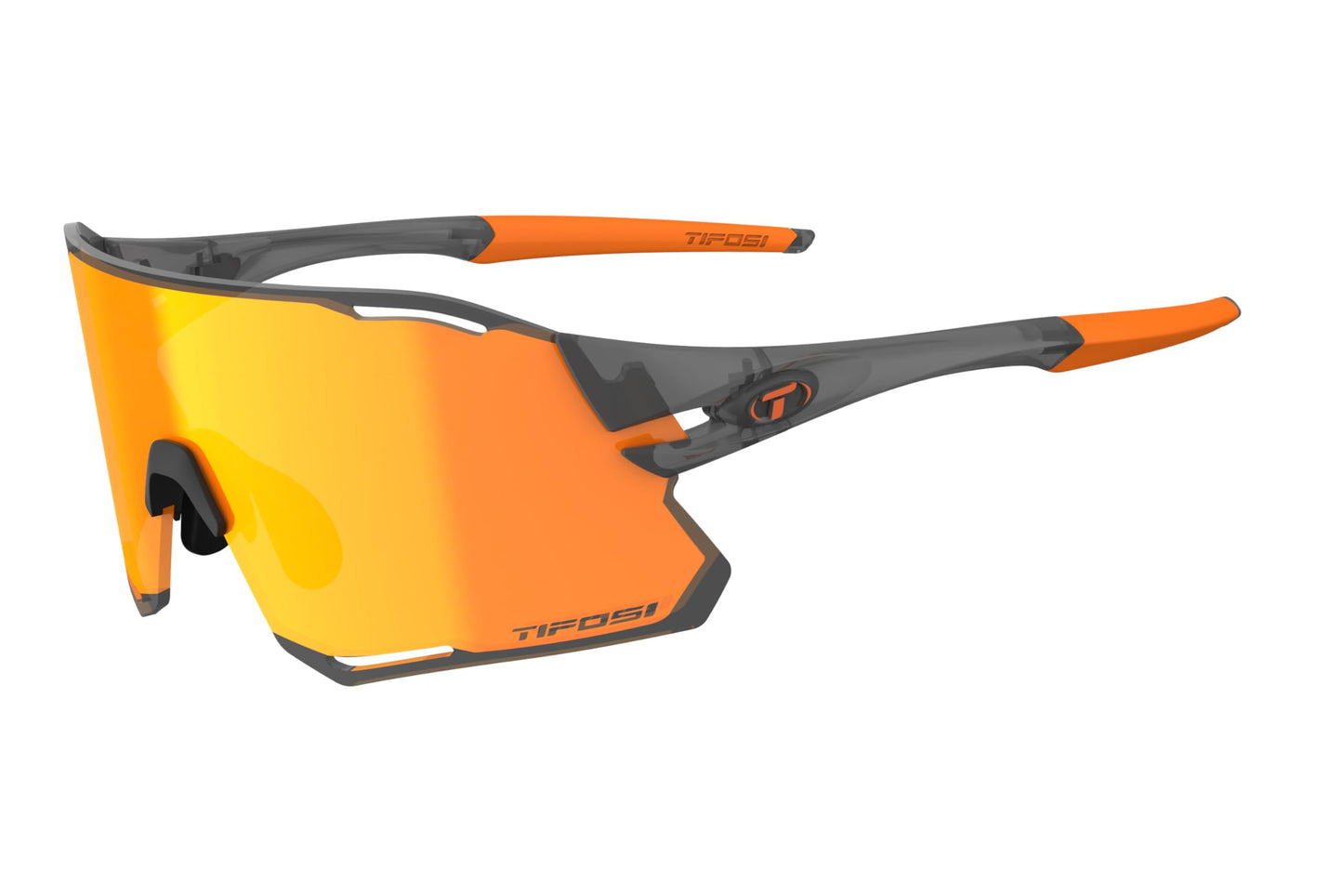 Tifosi Rail Race Cycling Sunglasses Men & Women Interchange Lens Options- Ideal For Cycling, Road, Gravel, MTB & Baseball (Satin Vapor (Clarion Orange/Clear))