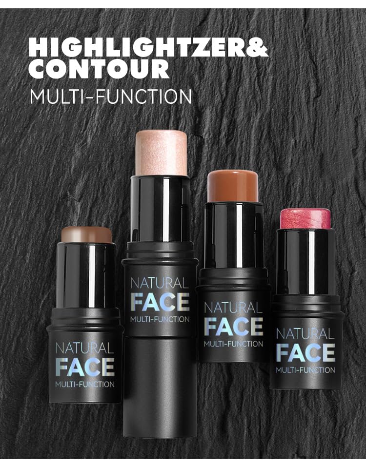 3 Pcs Face Contour Sticks Set - Shades with Highlighter & Blush Sculpted Complexion Wand - Long Lasting Natural Buildable Highlighters & Contouring Bronzer (02, 03, 04)