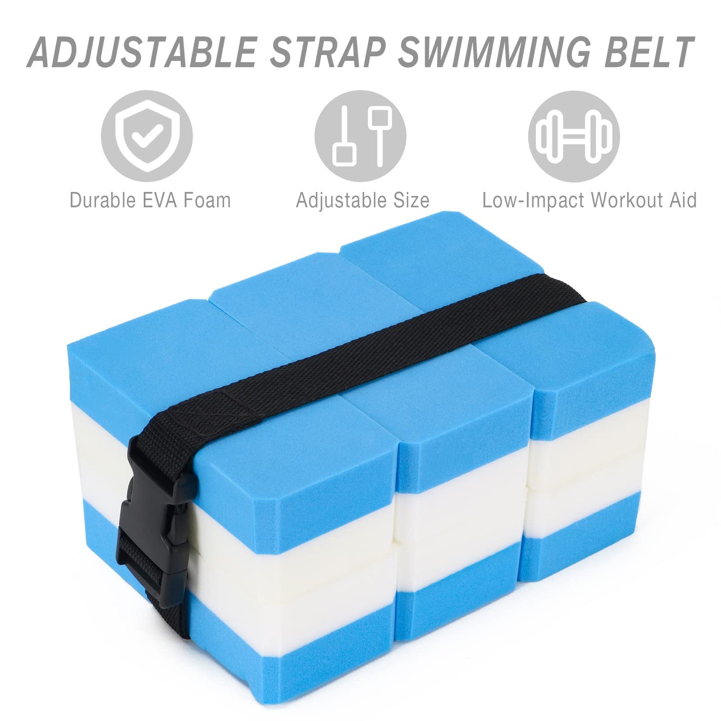 NEAGLORY 5 Pieces Water Aerobics Set Aquatic Exercise Set Pool Fitness Equipment Foam Water Dumbbell, Swim Kickboard, Pull Buoy, Aquatic Swim Belt for Water Exercise, Blue