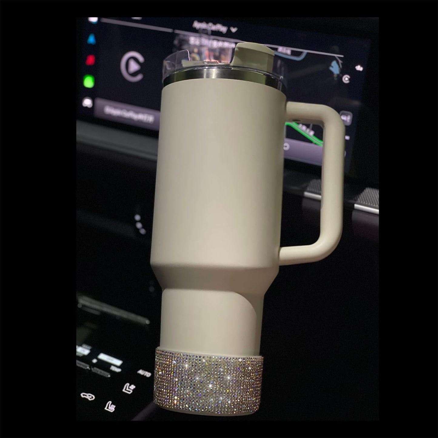 WORBSS Diamond Glitter Silicone Boot for Stanley Cup 40oz Tumbler & Simple Modern 30-40oz Trek Tumbler Accessories for 2.8-2.9 inch Trapezoidal Cylinder Base Water Bottles Bottom Anti-Slip Sleeve