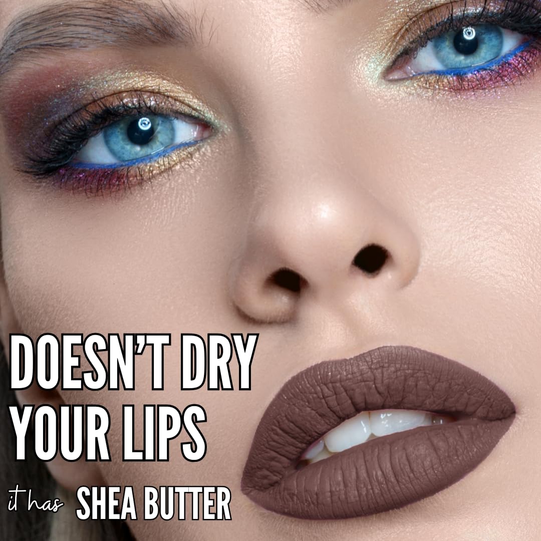 Mynena Brown Lip Stain Long-Lasting Waterproof | Lightweight Comfortable Non-Drying | High Pigment Intense Color Liquid Matte Lipstick | Paraben-Free Talc-Free Vegan & Cruelty-Free | Cyndia