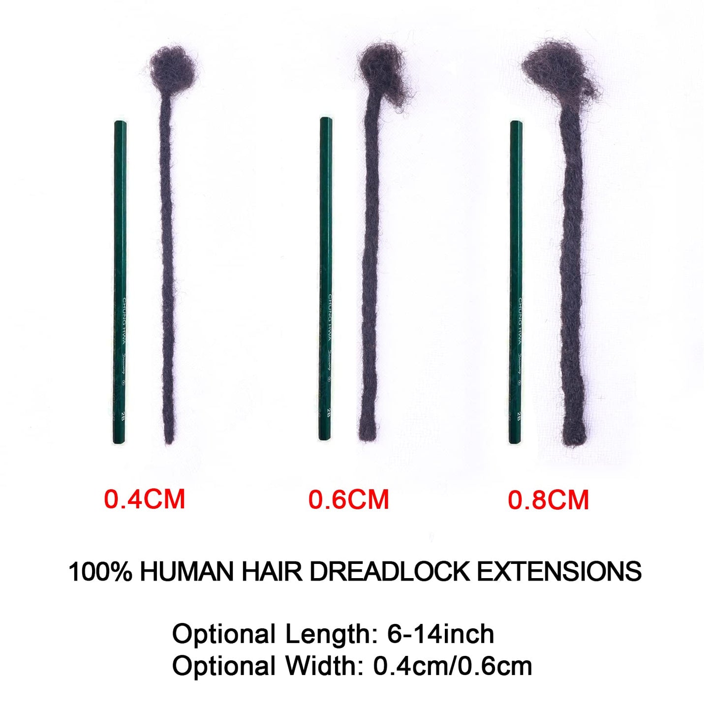 ADIASAI 0.6cm Width 8 Inch 60 Strands 100% Human Hair Loc Extensions, Full Handmade Dreadlock Extensions for Men Women Kids Can Be Dyed and Bleached with Needle and Comb 100% Unprocessed Natural Black