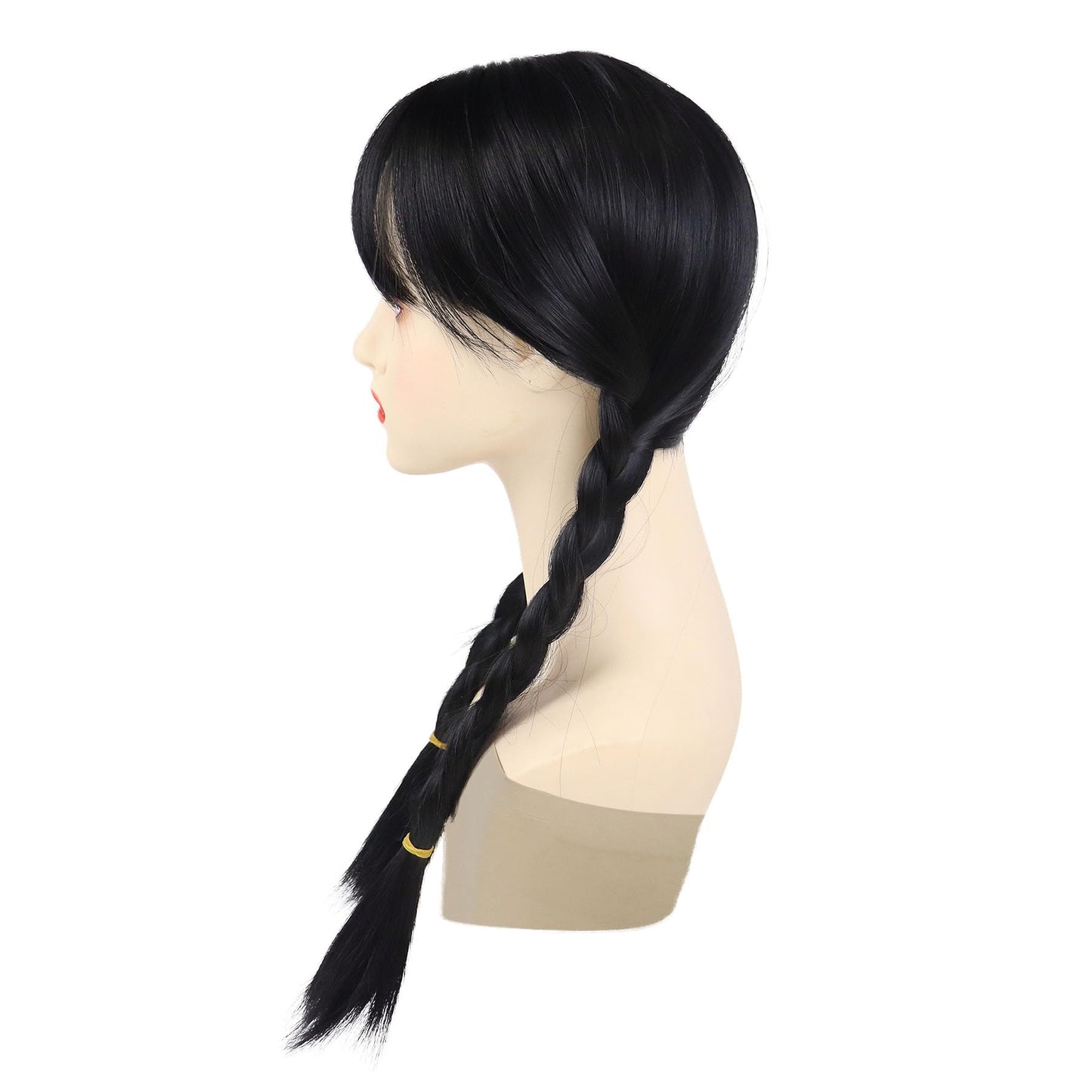 GNIMEGIL 23inch Long Black Braided Wigs for Women Cosplay Halloween Costume Small Petite Size Wig