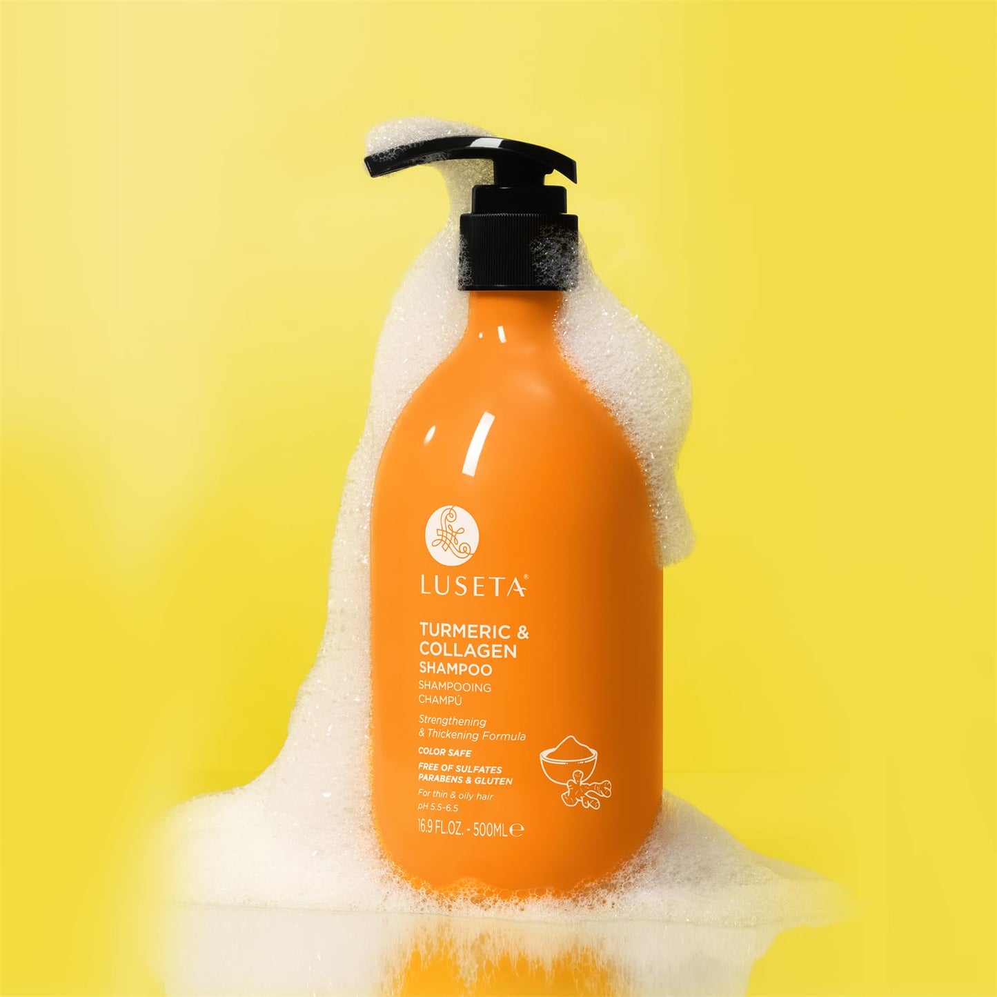 Luseta Hair Growth Shampoo with Turmeric & Collagen, Thickening Hair Volumizing Shampoo for Women and Men Thinning or Oil Hair, Color Safe Shampoo for Treated Hair Sulfate and Parabens Free 16.9Oz