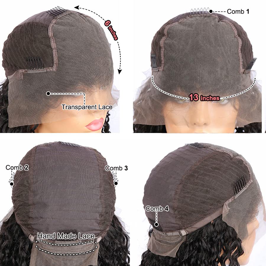 13x6 Lace Frontal Wigs for Black Women Pre Plucked Lace Wig Glueless Brazilian Remy Human Hair Wigs with Baby Hair (16 inch, 150% Density Lace Front Wig)