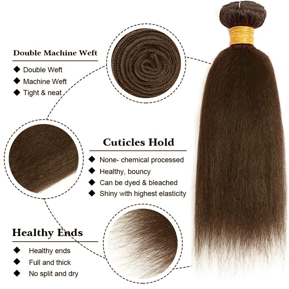 28 30 32 inch #4 Bundles Human Hair Dark Brown Bundles Brown Kinky Straight Human Hair Bundles Light Brown Human Hair Bundles Double Weft Chocolate Brown Bundles