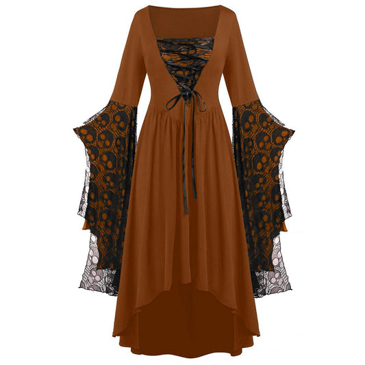 Rkwins Renaissance Dress for Women Gothic Vampire Dress Scary Print Maxi Dress Plus Size Witch Dress Medieval Corset Dress