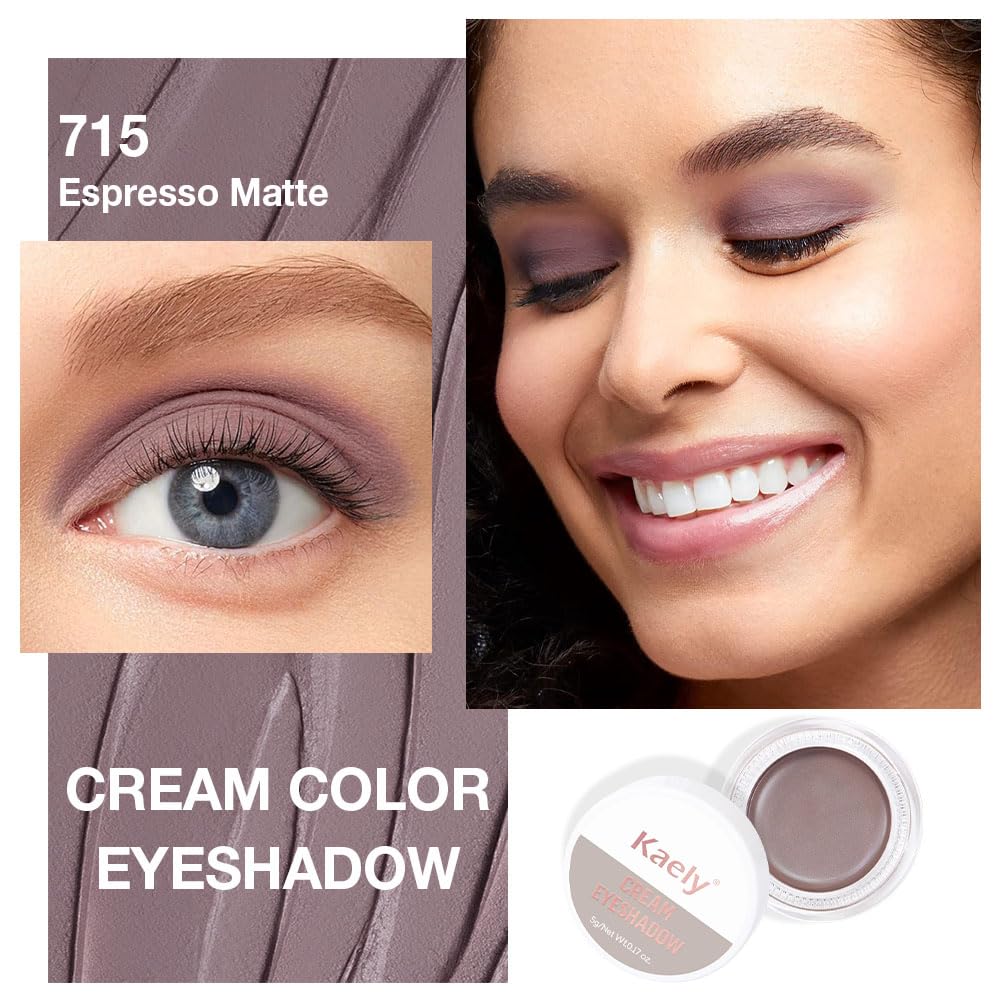 evpct Single Cream Eye Shadow Makeup Pallette Brightener, Espresso Coffee Brown Matte Highly Pigmented Monochrome Mini Eyeshadow Palette, Natural, Waterproof, Blendable, sombras en crema para ojos 715