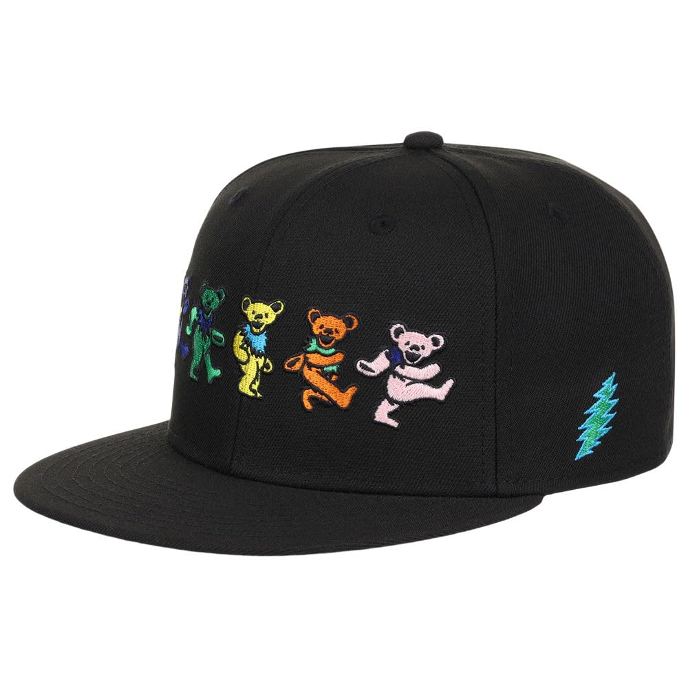 Grateful Dead Dancing Bears Fitted Hat (7 1/4, blk/Gry), Black/Grey