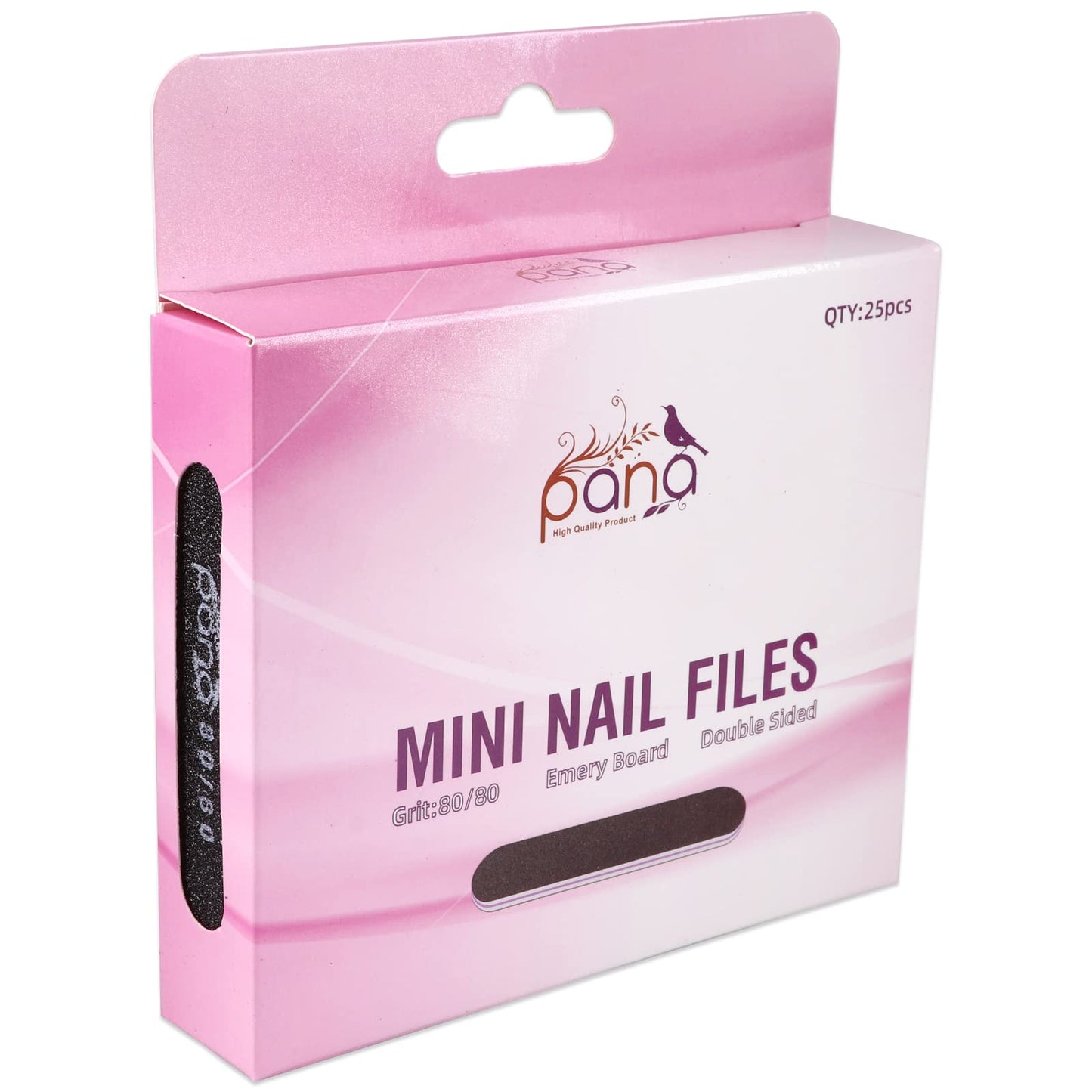 25PCS Mini Size PANA Professional Double Sided Nail Files - Black, 80/80 Grit - Emery Board Nail Buffering File Manicure Pedicure Nail Polisher Washable