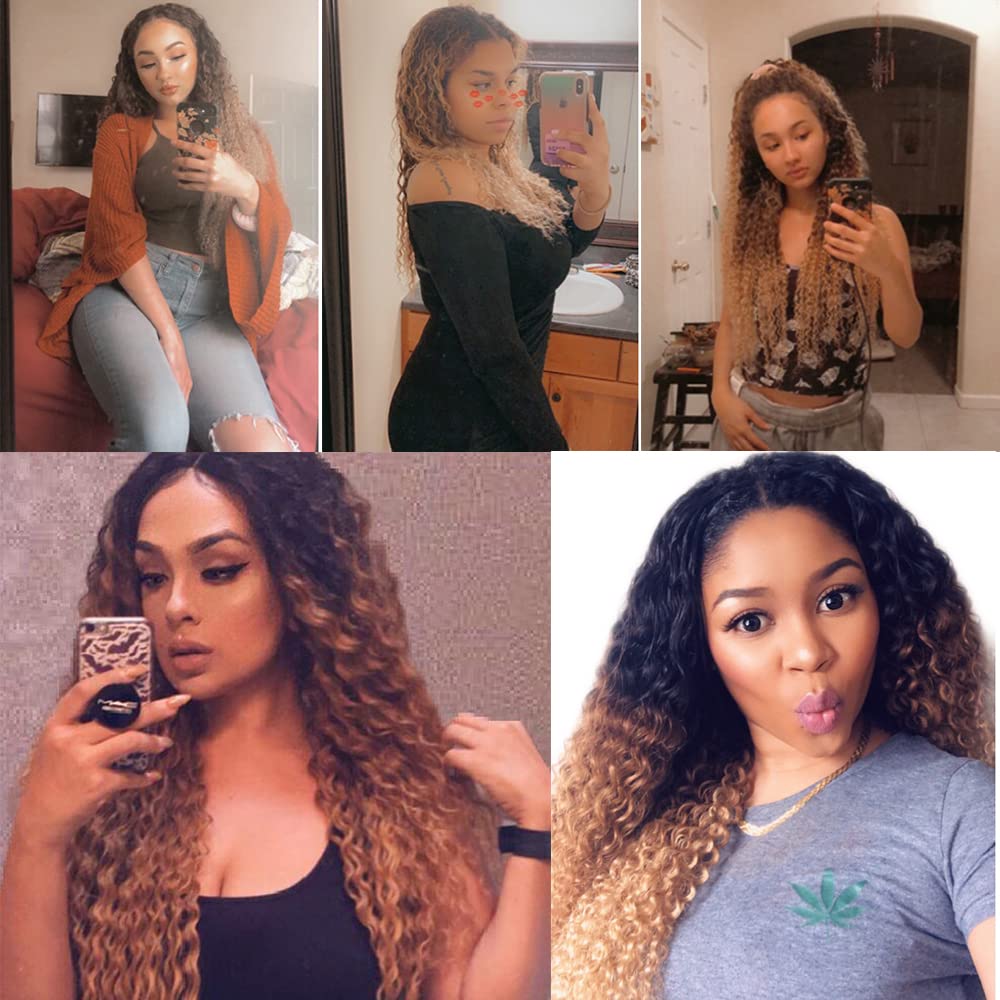 12 14 16 inch Honey Blonde Bundles Human Hair Ombre Bundles 1B27 Honey Blonde Deep Wave Bundles Grade 8A Black And Honey Blonde Bundles Human Hair Wet and Wavy Human Hair Bundles