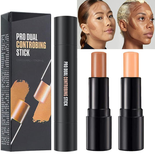 2 Colors Cream Contour Sticks Makeup Kit, Primer Face Highlighter Contouring for Beginners, Highlight and Contour Kit, Cream Concealer Makeup Blur Stick, Primer Face Corrector 3#