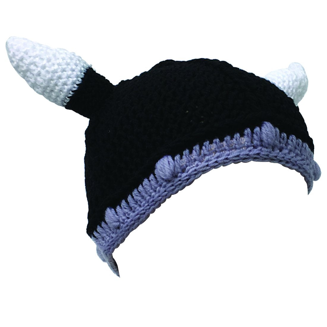 Kafeimali Unisex Barbarian Knight Knit Hat Viking Horns Beanie Funny Caps (Black)