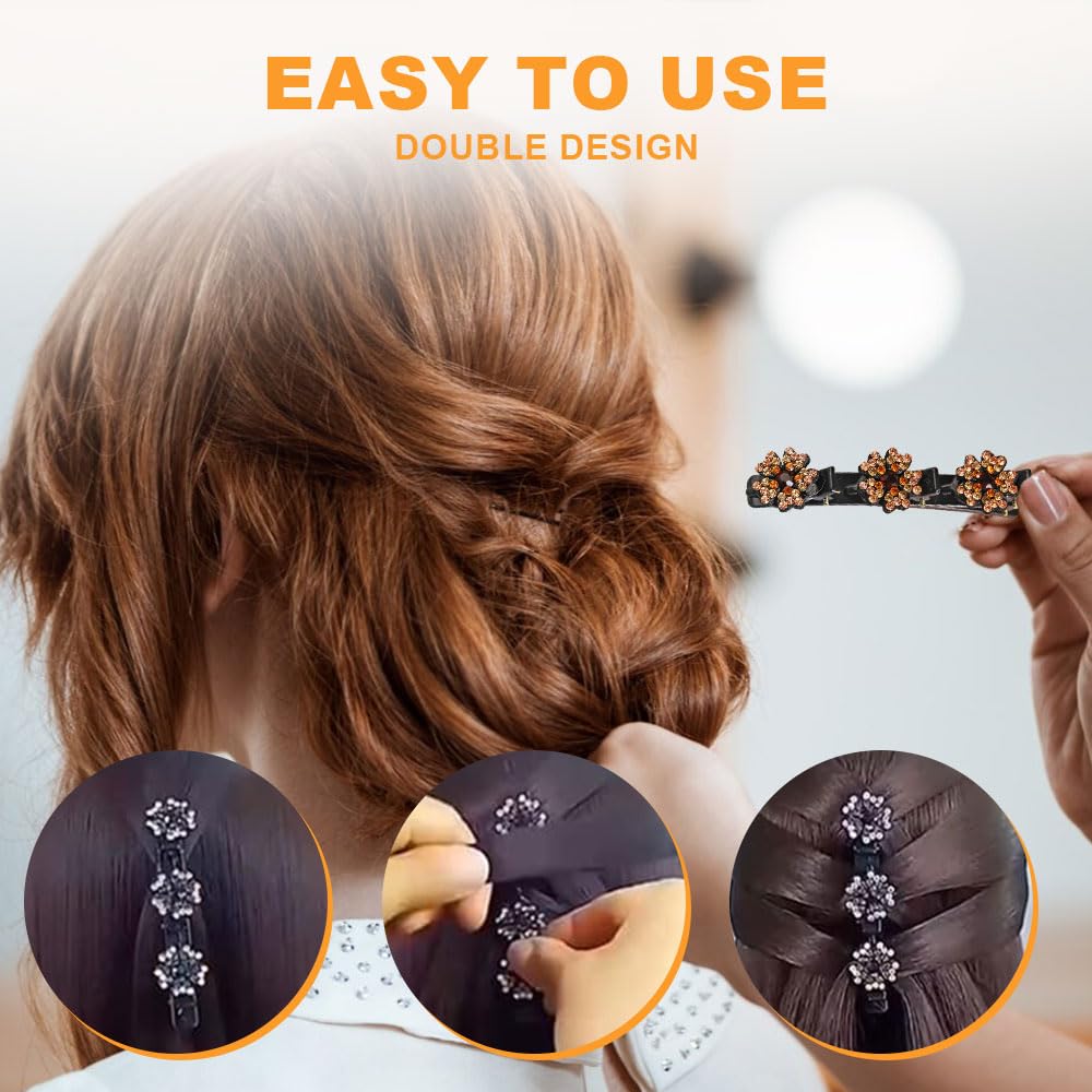 Sparkling Crystal Stone Braided Hair Clips, 2024 New Women's Braided Hair Clips, Short Hair Clips Duckbill Clips, Braided Hair Clips for Ladies and Girls Crystal Stone Hair Clips (Pearl-A)
