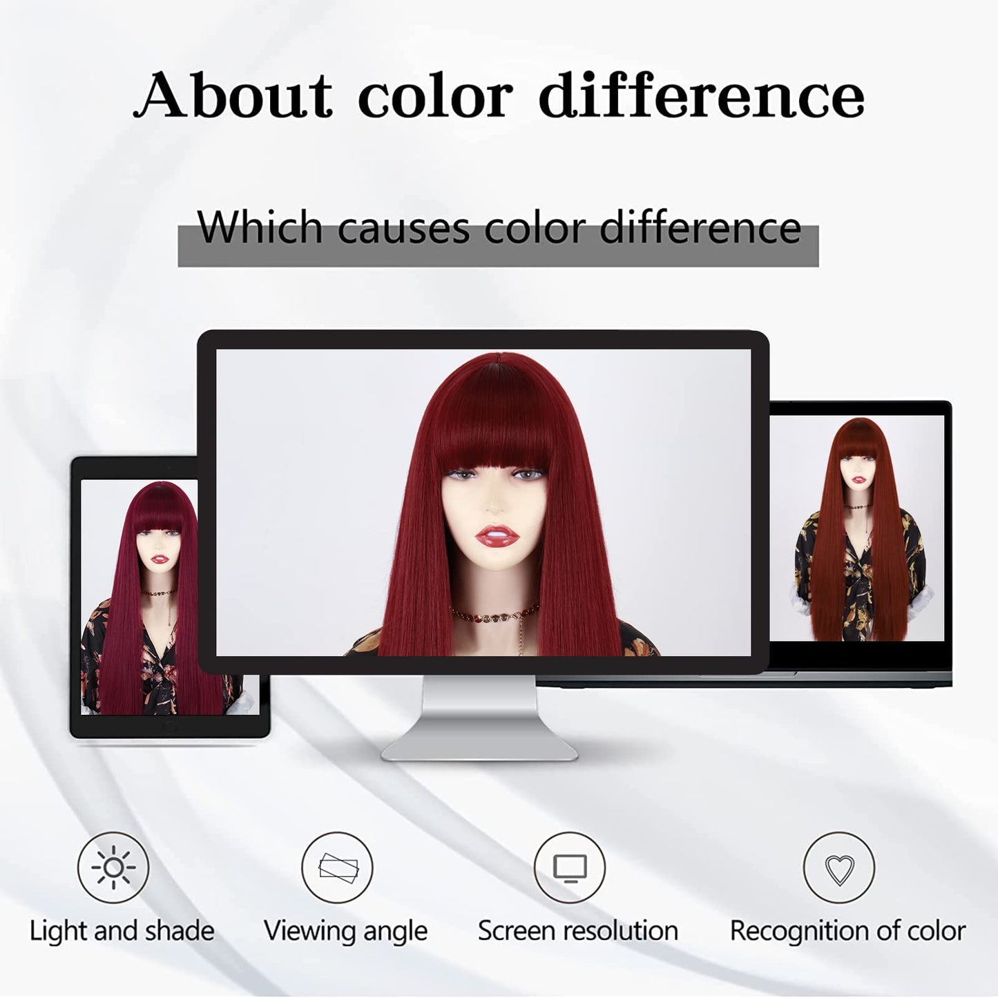 MISSQUEEN Long Red Wig with Bangs,Straight Dark Red Wigs for Women,Wine Red Long Straight Heat Resistant Synthetic wig for Fashion Women