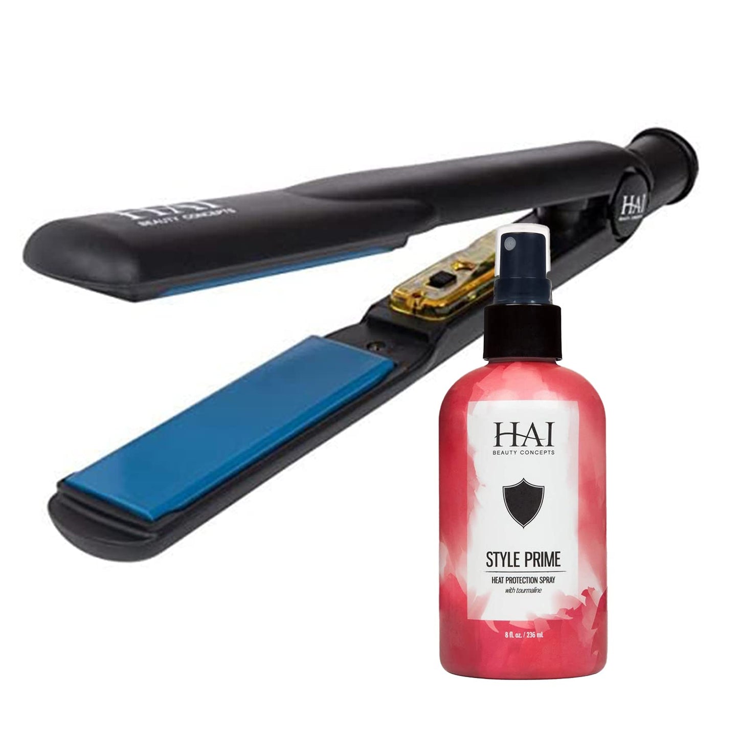 HAI Classic Convertable Professional Flat Iron & STYLE PRIME Professional Heat Protection Spray, 8fl. oz.