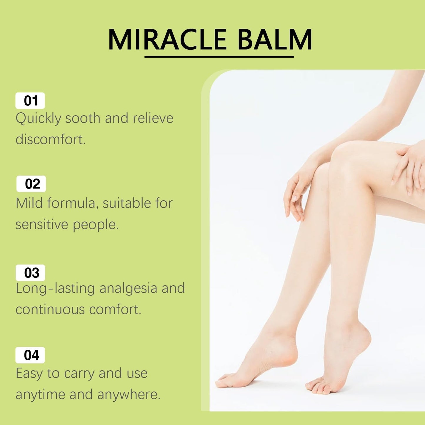 Miracle Balm, Organic Miracle Balm, Natural Ingredients, Balm for Legs, Arms, Back Relaxed and Comfortable, Effective Relief All Natural Ingredients Moisturizing Treatment(1Pcs)