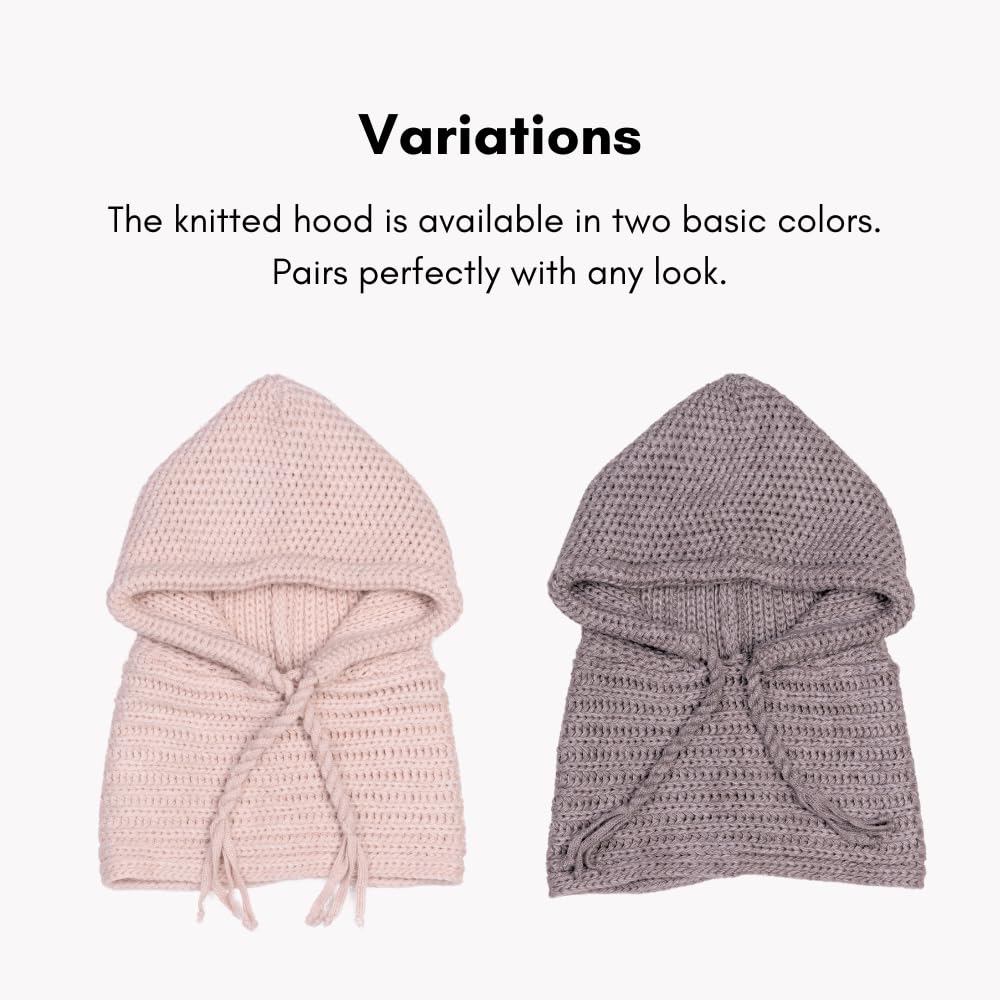 13Yellow Knitted balaclava for women Winter knit hooded scarf Wool womens hooded scarf hat