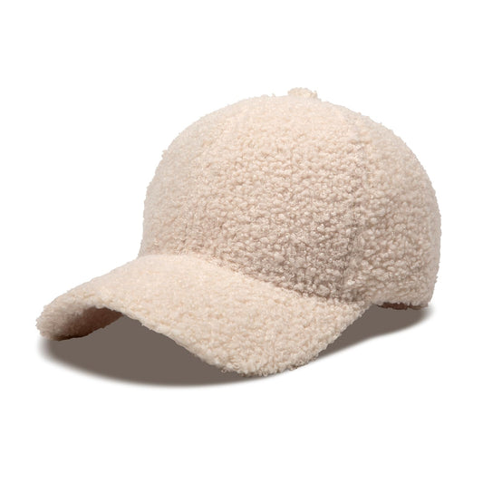 MGBPEI 1Pack Women's Winter Baseball Cap Adjustable Solid Color Lamb Wool Warm Baseball Cap Unisex Unconstructed Plain Cap